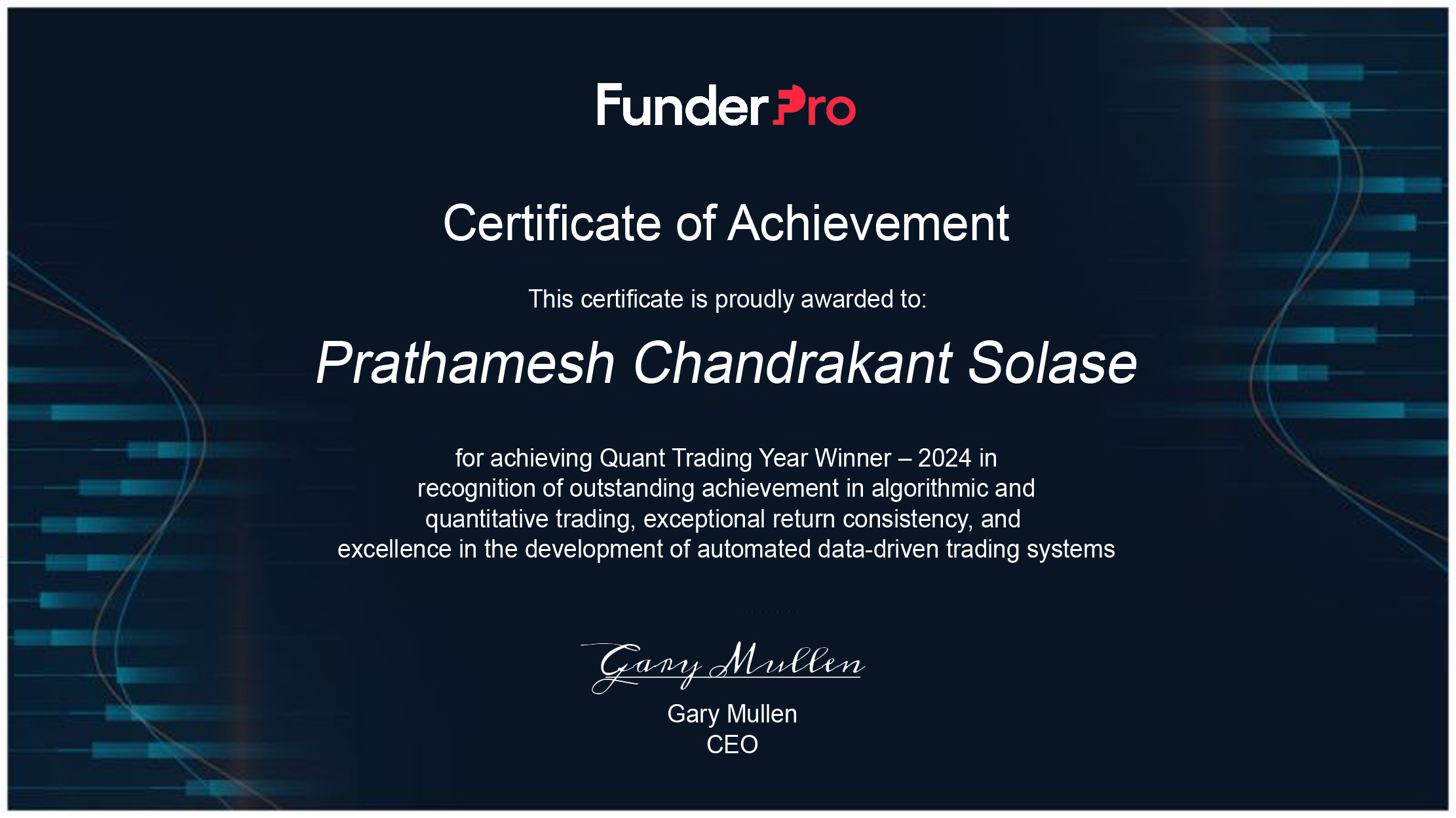 Trading dashboard interface